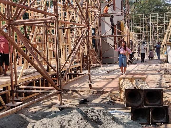 Set under build, scaffolding
